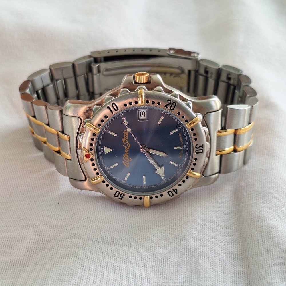 Alfred State Two-Tone Stainless Steel Watch with Blue Dial